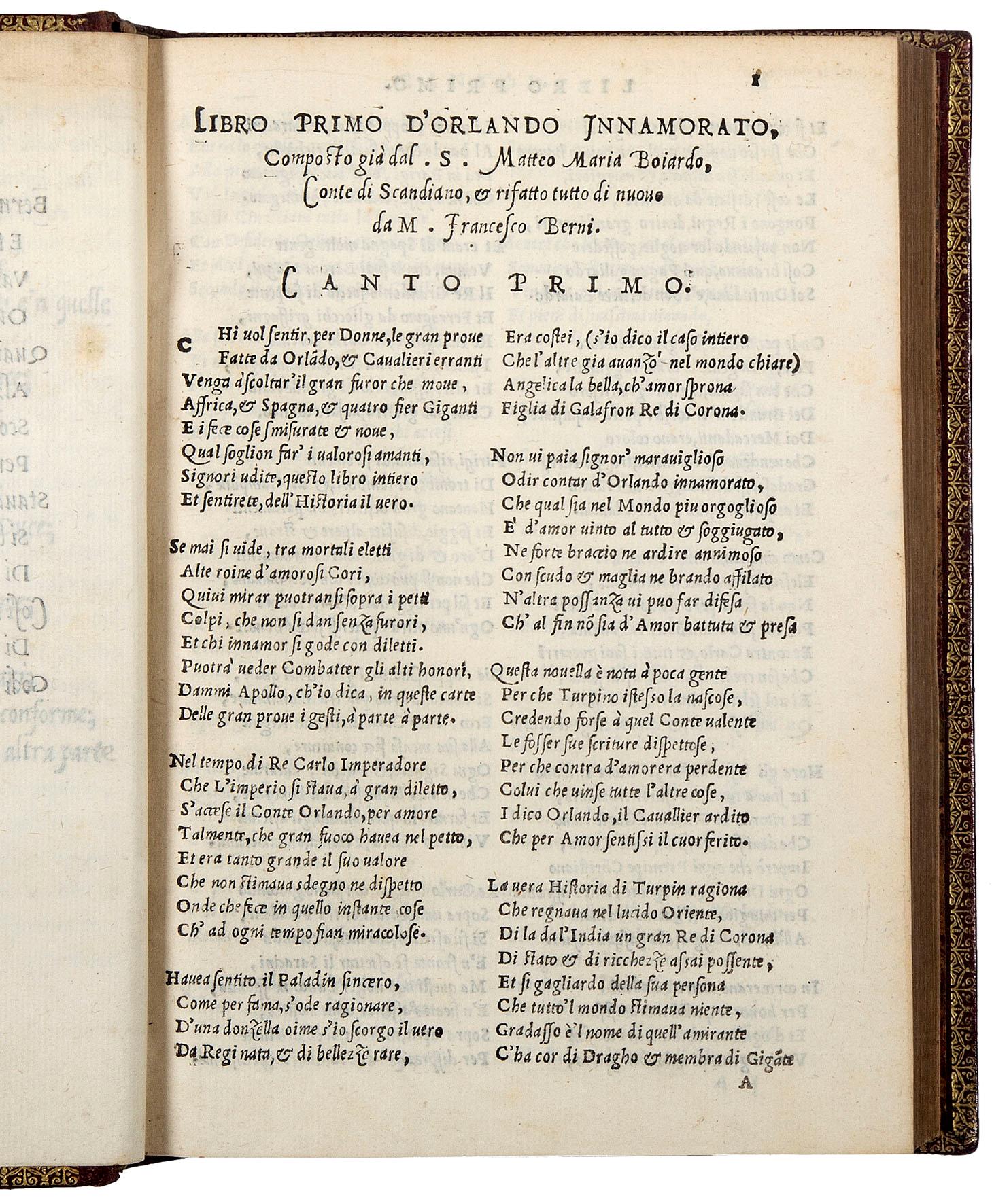 Orlando innamorato composto già dal signor Matteo Maria Boiardo conte discandiano, et rifatto tutto di nuovo da M. Francesco Berni