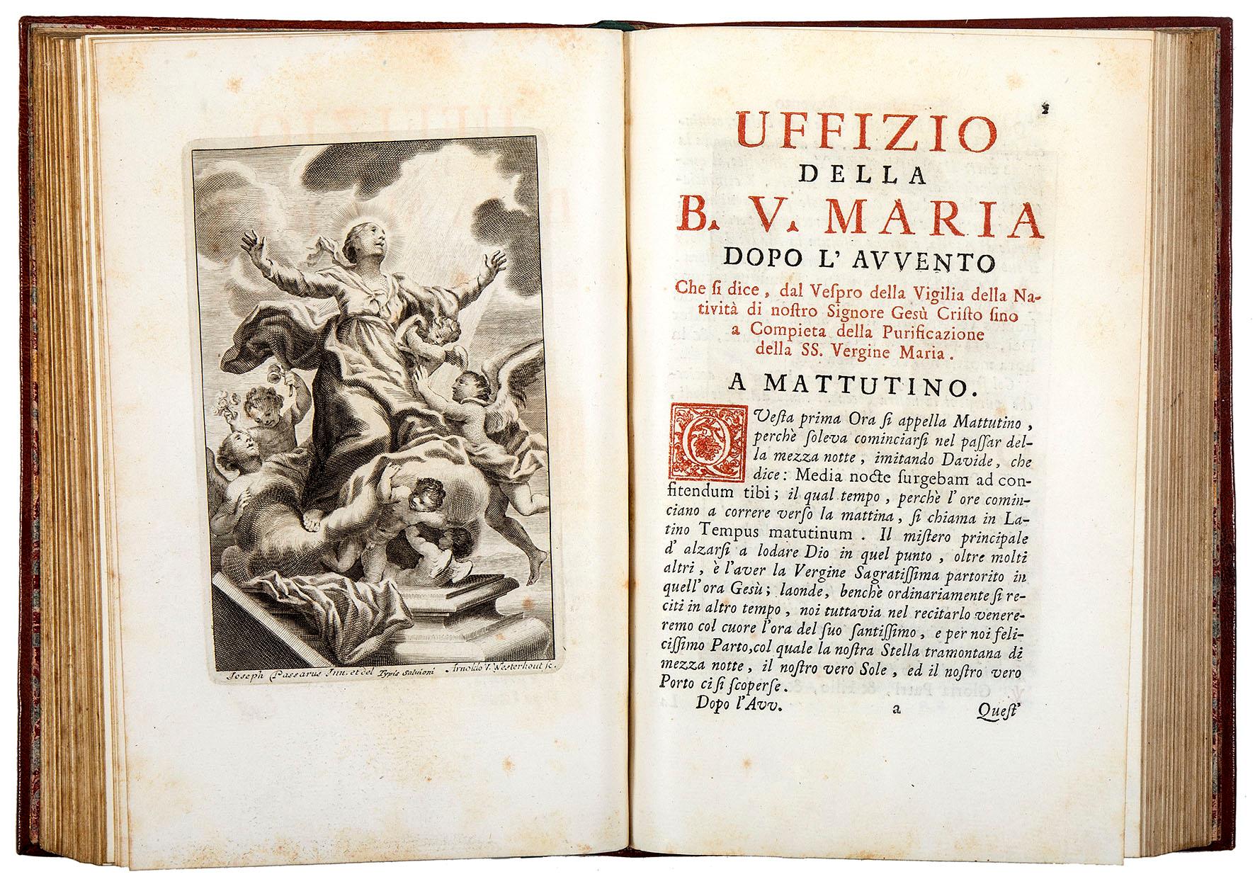 Uffizio della B. V. Maria per tutti i tempi dell'anno, con le dichiarazioni, e spiegazioni dell'abate Alessandro Mazzinelli. [Legato con:] Uffizio della B. V. Maria nell'Avvento con le dichiarazioni, e spiegazioni dell'abate Alessandro Mazzinelli. [L