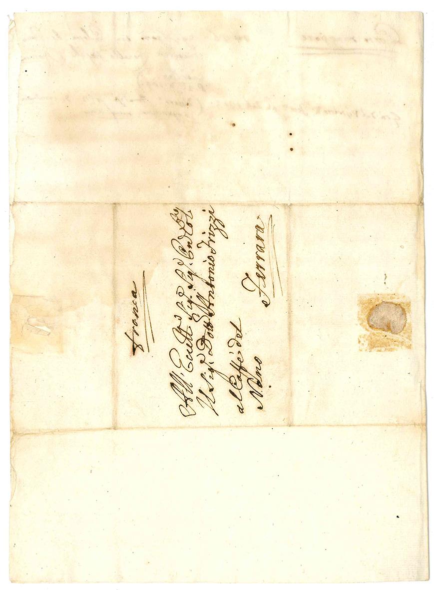 Lettera autografa al Sig. Dott. Antonio Frizzi. Finale, 24 marzo 1773