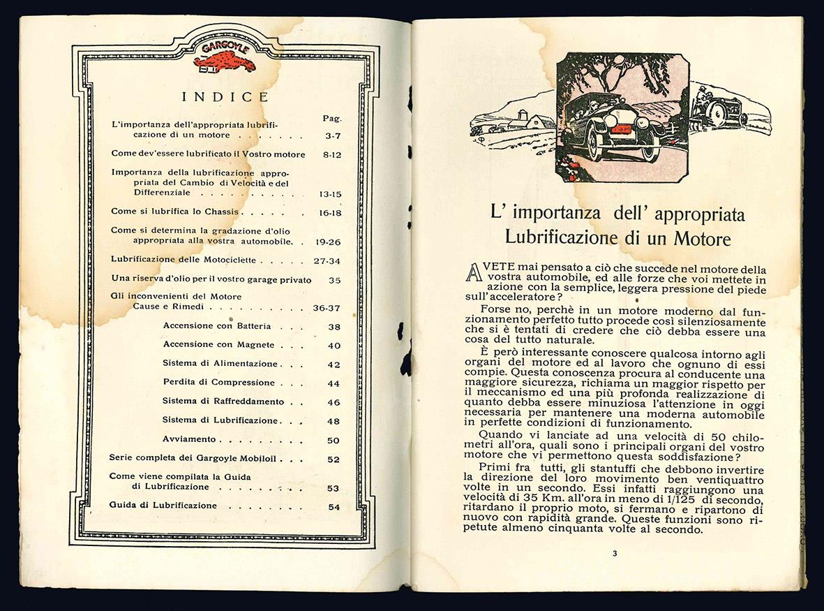 Lubrificazione scientifica dell'automobile. Gargoyle Mobiloil