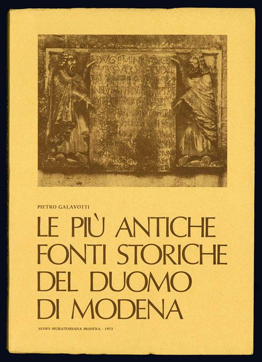 Le più antiche fonti storiche del Duomo di Modena - Pietro Galavotti - copertina