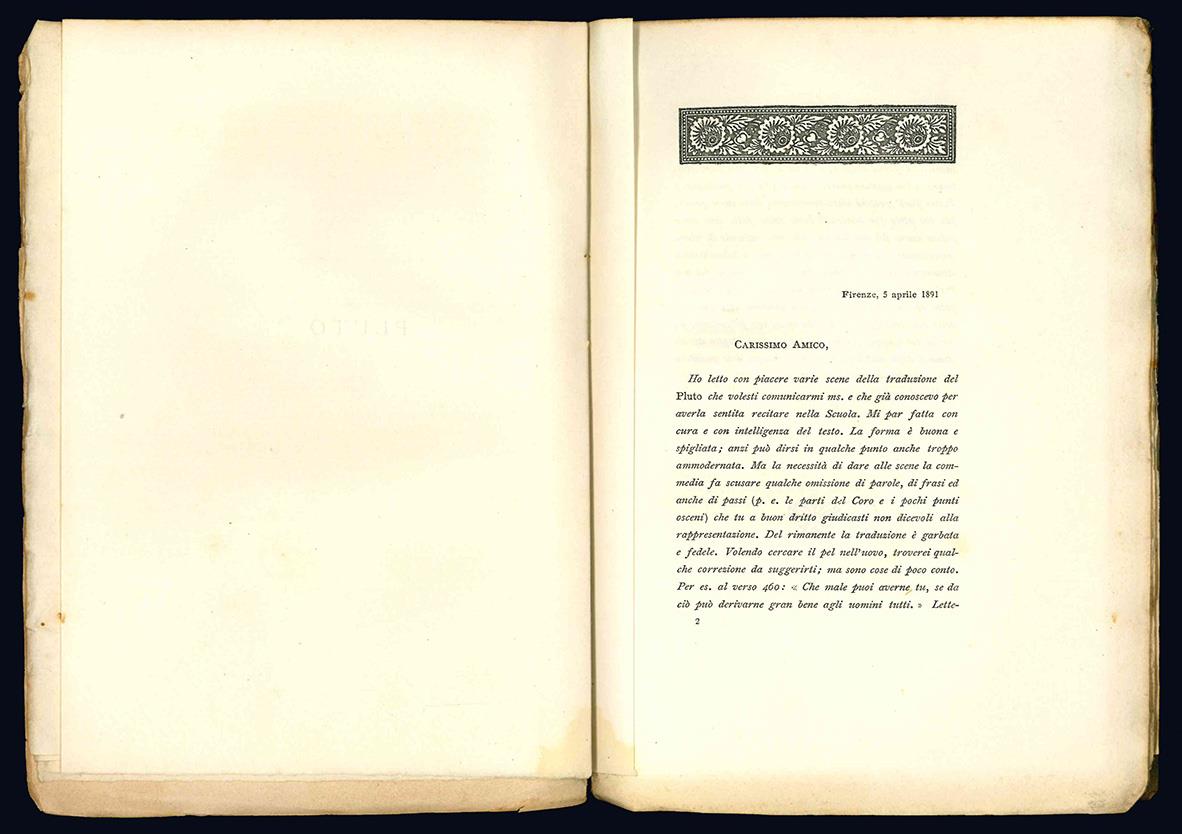 Pluto. Commedia di Aristofane. Volgarizzamento di Luigi Rasi. Lettera e prologo di A. Franchetti