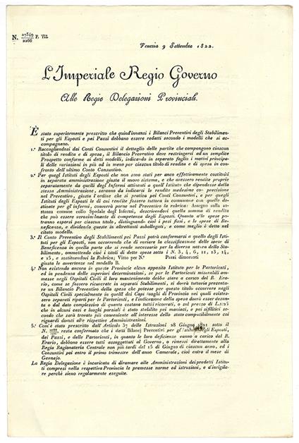 Modello per conto preventivo dello Stabilimento degli Esposti, delle Partorienti, dè Pazzi - copertina