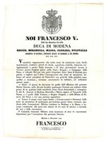 Decreto del 2 Novembre 1849, con il quale si ordinava la consegna alle autorità delle armi possedute dai privati