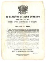 Notificazione del 12 Ottobre 1841, con la quale si fornivano disposizioni volte a limitare gli incendi