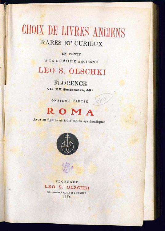 Choix de livres anciens, rares et curieux. Roma (vol. XI) - copertina