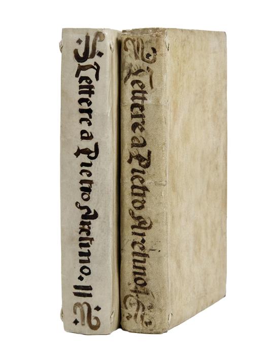 Lettere scritte al signor Pietro Aretino, da molti Signori, Comunità, Donne di valore, Poeti, & altri eccellentissimi Spiriti. Divise in due libri (and:) Libro secondo delle lettere scritte al signor Pietro Aretino - Pietro, Editor Aretino - copertina