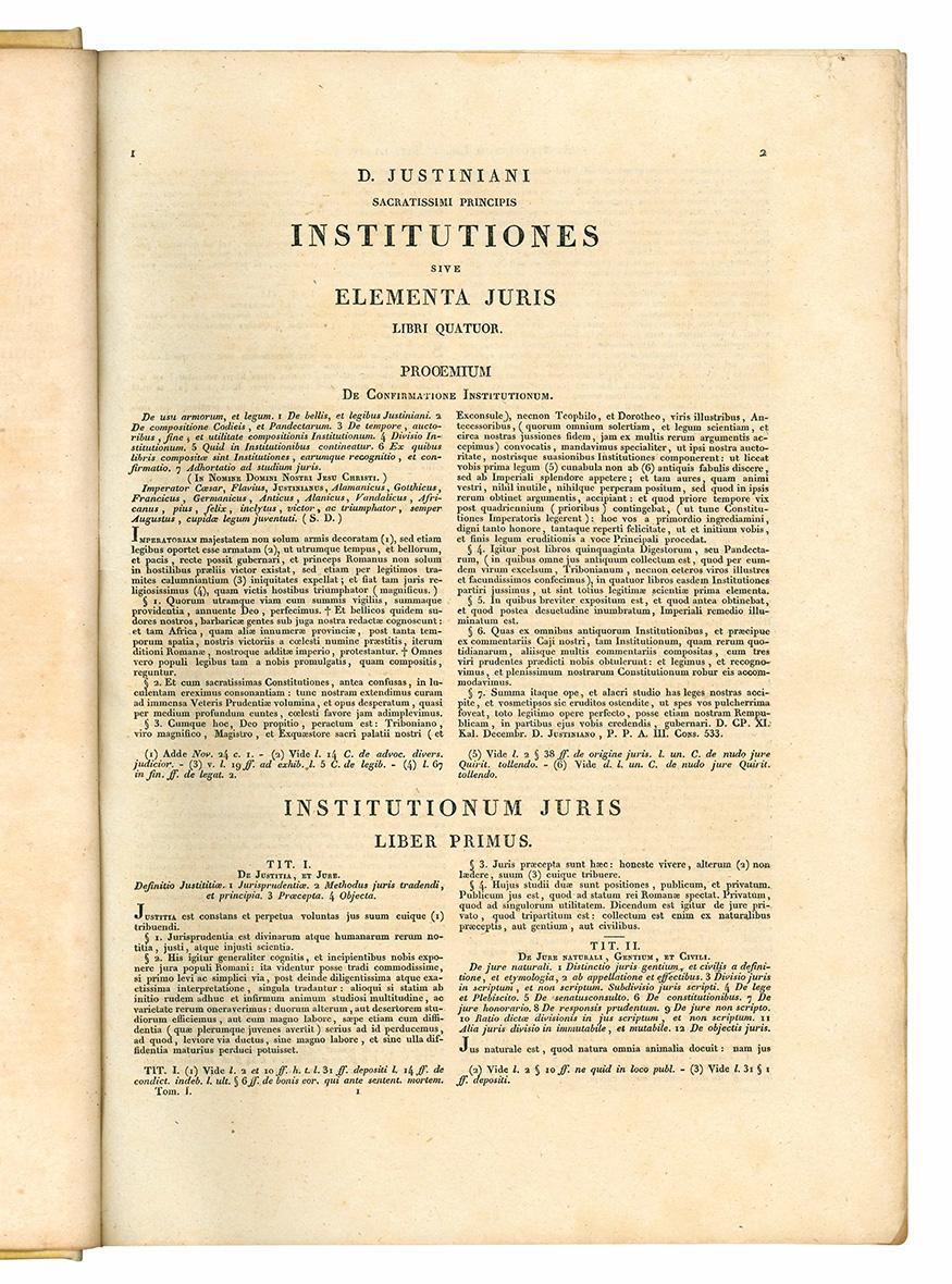 Corpus juris civilis quo jus universum Justinianeum comprehenditur. Tomus I (-II)
