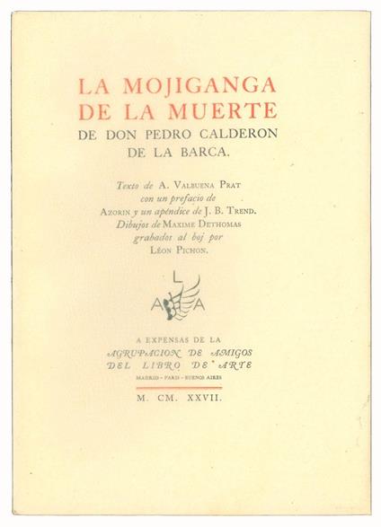 La Mojiganga de la Muerte de Don Pedro Calderon de la Barca - Pedro Calderon De La Barca - copertina