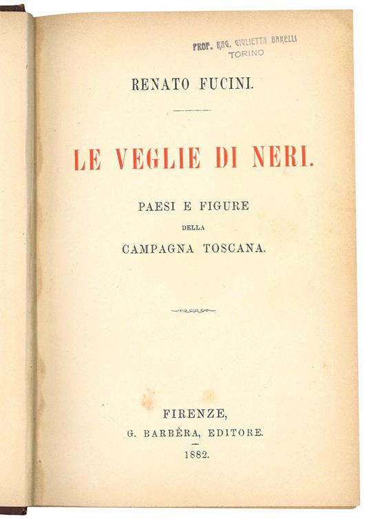 Le veglie di Neri. Paesi e figure della campagna toscana - Renato Fucini - copertina