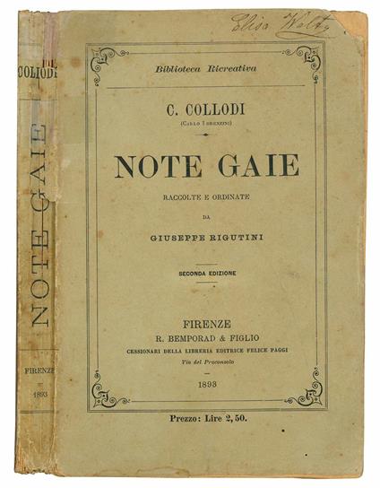 Note gaie raccolte e ordinate da Giuseppe Rigutini. Seconda edizione - Carlo Collodi - copertina