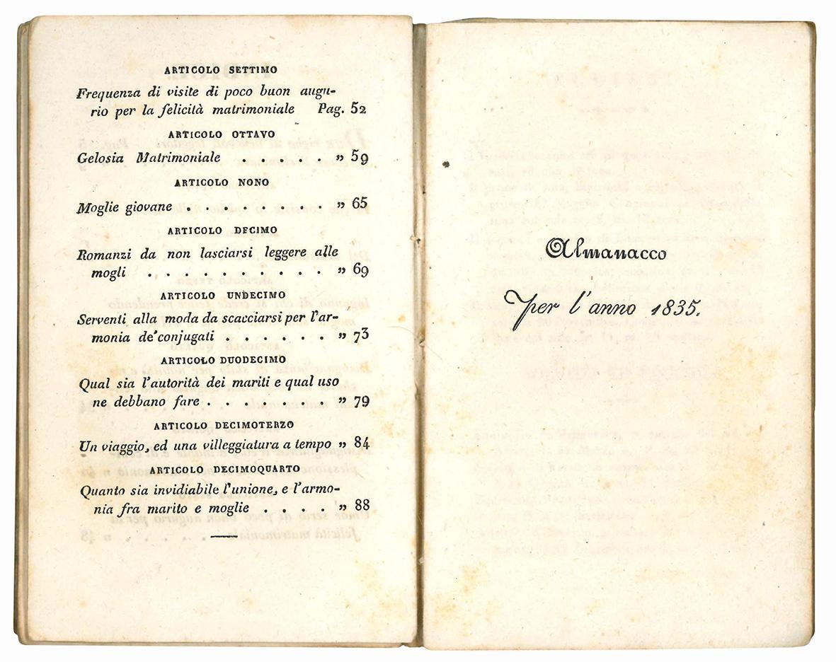 Pensieri sopra il matrimonio di P.... F.... Almanacco per l'anno 1835