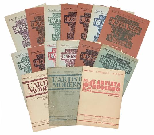 Lotto di sedici numeri della rivista "L'artista moderno" - copertina