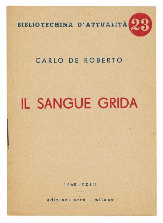 Il sangue grida - Carlo De Roberto - copertina