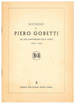 Ricordo di Piero Gobetti nel XXX anniversario della morte 1926-1956