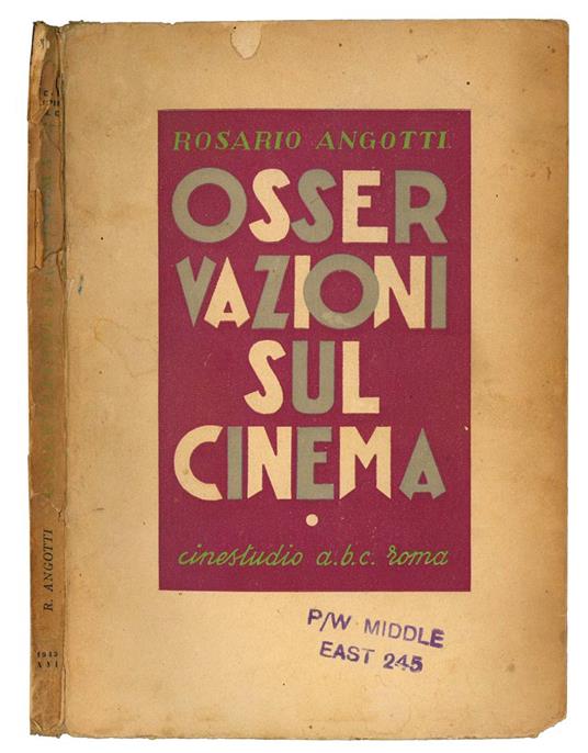 Osservazioni sul cinema - Rosario Angotti - copertina