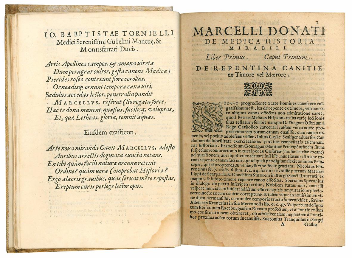 De medica historia mirabili libri sex. Marcello Donato serenissimi, Mantuae et Montisferrati principis a secretis & consiliario authore [...] Cum duplici indice