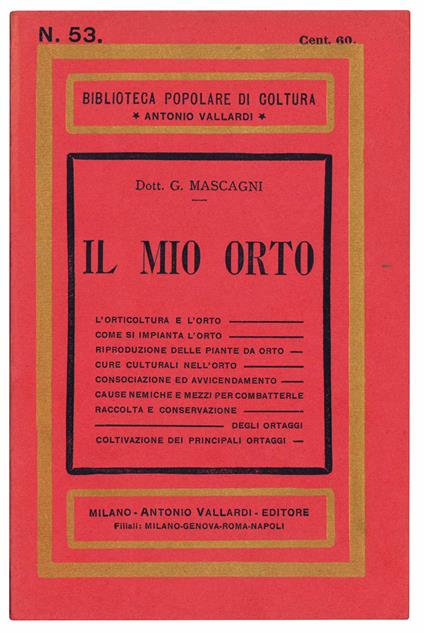 Il mio orto - Giuseppe Mascagni - copertina
