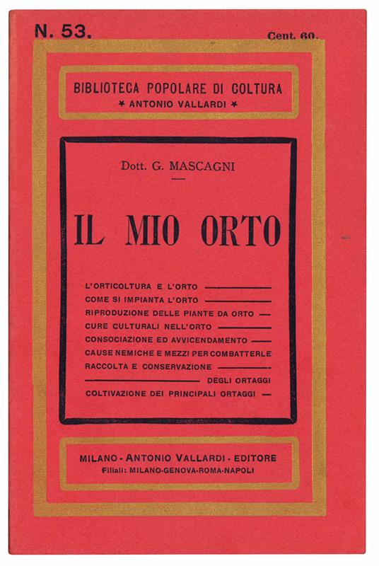 Il mio orto - Giuseppe Mascagni - copertina