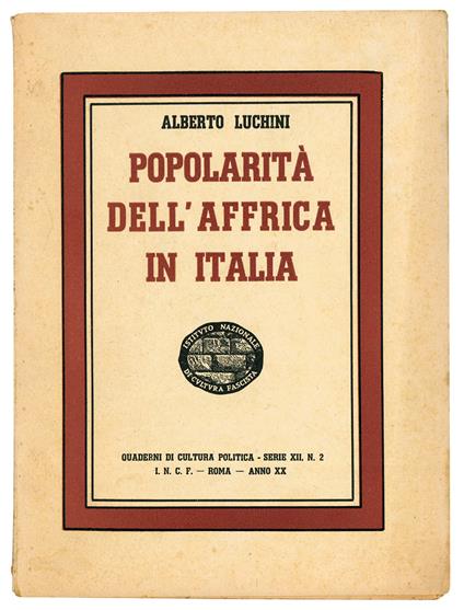 Popolarità dell'Affrica in Italia - Alberto Luchini - copertina