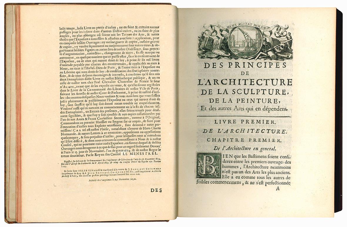 Des principes de l'architecture, de la sculpture, de la peinture, et des autres arts qui en dependent. Avec un dictionnaire des termes propres à chacun de ces arts. Seconde édition