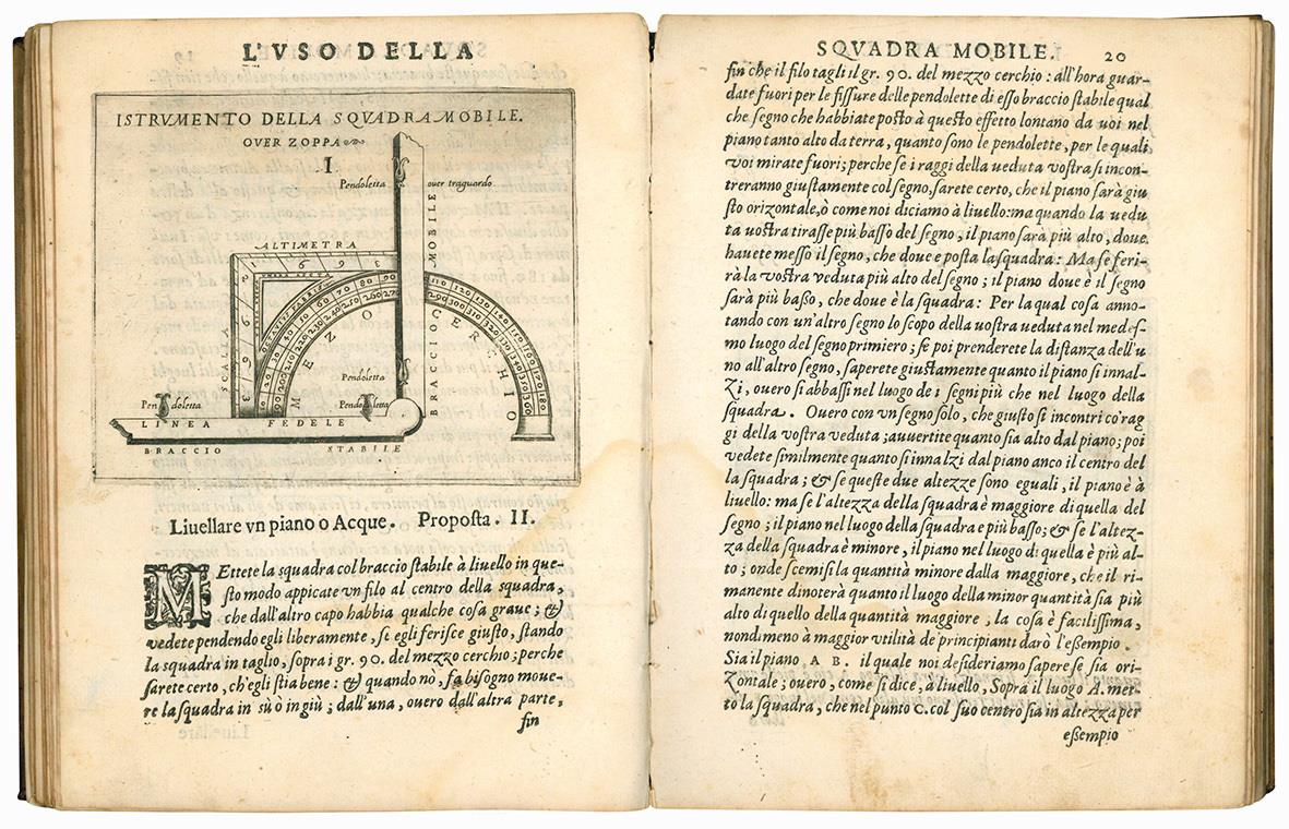 L' uso della squadra mobile con la quale per teorica et per pratica si misura geometricamente ogni distanza altezza, e profondità, s'impara a perticare, liuellare, et piglare [!] in disegno, le città, paesi, et provincie. Il tutto con le sue dimostra