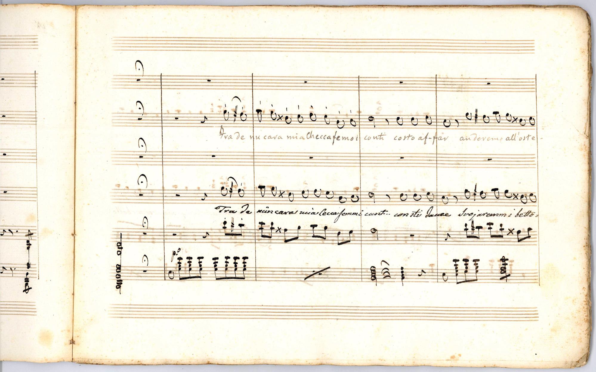Duetto In Dialetto Milanese, e Veneziano del Sig.r M.ro Ricci (Tra de nün cara mia Cecca/Tra de nu cara mia Checca). Manuscript on paper, ca. 1830s