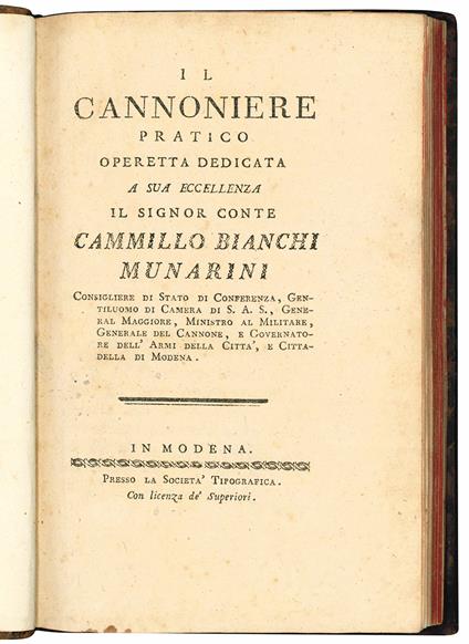 Il cannoniere pratico operetta dedicata a sua eccellenza il signor conte Cammillo Bianchi Munarini [...] - Paolo Calori Stremiti - copertina