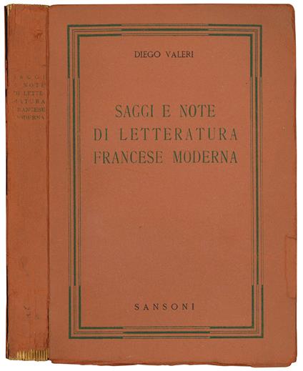 Saggi e note di letteratura francese moderna - Diego Valeri - copertina
