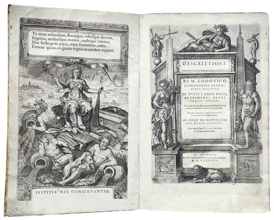 Descrittione [...], di tutti i Paesi Bassi, altrimenti detti Germania Inferiore. Con tutte le carte di Geografia del paese, et col ritratto al naturale di molte terre principali Riveduta di nuovo, et ampliata per tutto la terza volta dal medesimo au - Lodovico Guicciardini - copertina