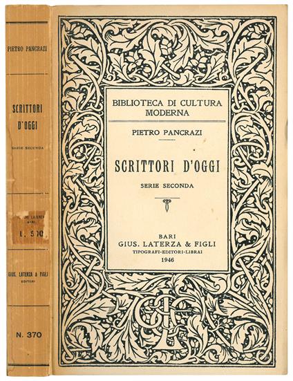 Scrittori d'oggi. Serie seconda - Pietro Pancrazi - copertina