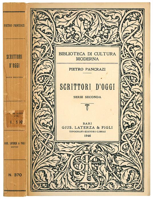 Scrittori d'oggi. Serie seconda - Pietro Pancrazi - copertina