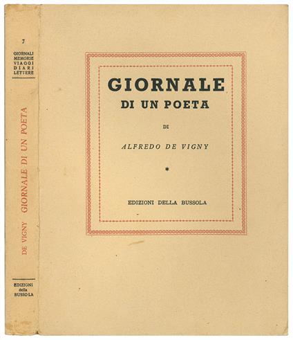 Giornale di un poeta - Alfred de Vigny - copertina
