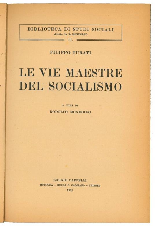 Le vie maestre del socialismo - Filippo Turati - copertina