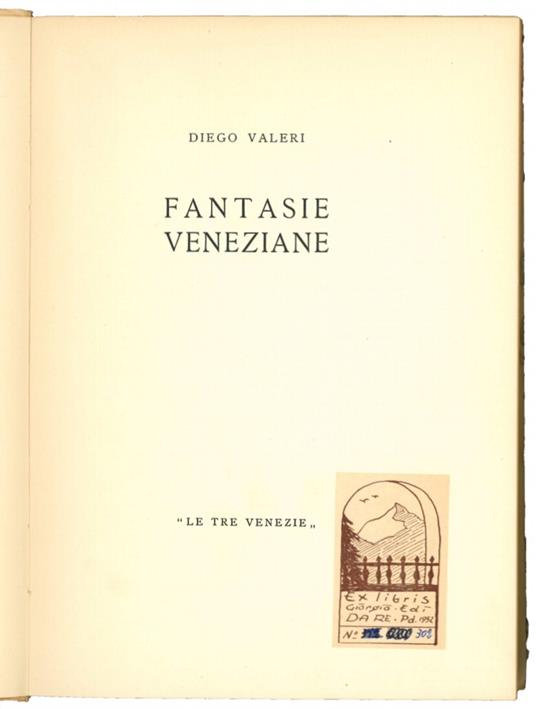 Fantasie veneziane - Diego Valeri - copertina