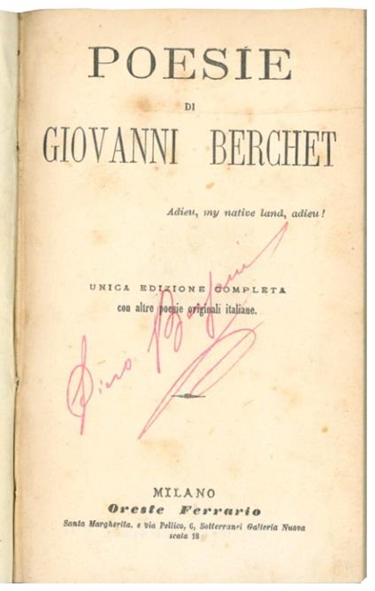 Poesie - Giovanni Berchet - copertina