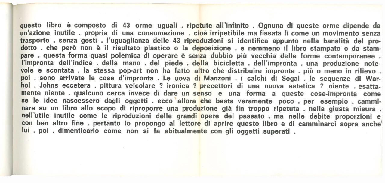 Impronte n. 43 di Claudio Parmiggiani. Testo di Vincenzo Agnetti