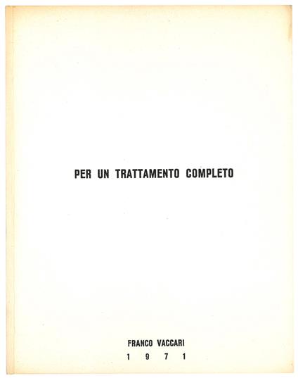 Per un trattamento completo - Franco Vaccari - copertina