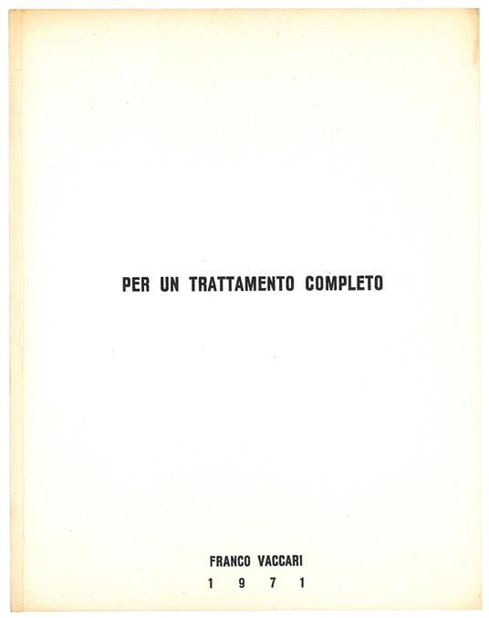 Per un trattamento completo - Franco Vaccari - copertina