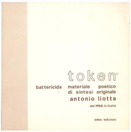 Token battericida materiale poetico di sintesi originale - Antonio Liotta - copertina