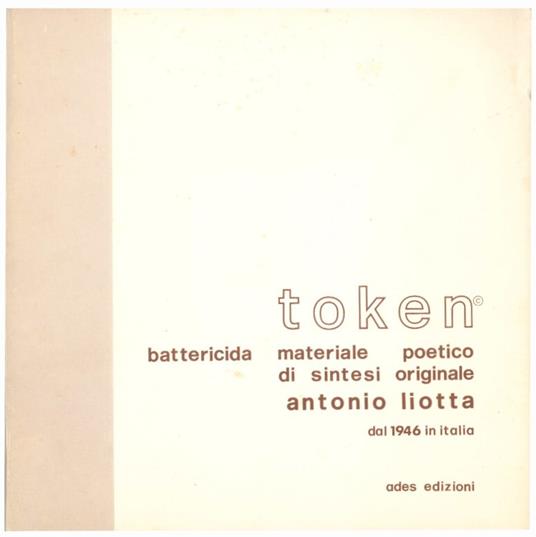 Token battericida materiale poetico di sintesi originale - Antonio Liotta - copertina