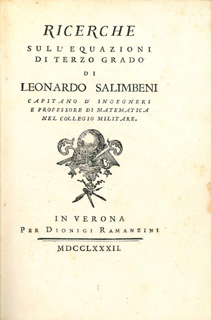 Ricerche sull'equazioni di terzo grado - Leonardo Salimbeni - copertina