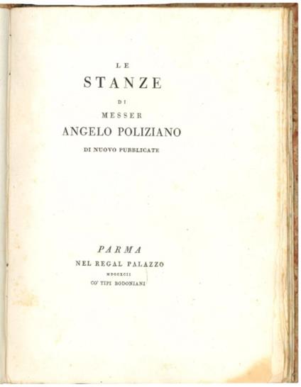 Le stanze di Messer Angelo Poliziano di nuovo pubblicate - Angelo Poliziano - copertina