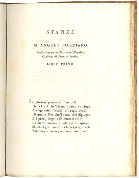 Le stanze di Messer Angelo Poliziano di nuovo pubblicate