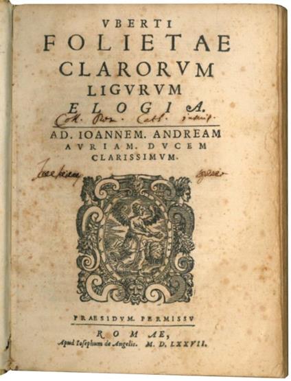 Vberti Folietae Clarorum Ligurum elogia - Uberto Foglietta - copertina