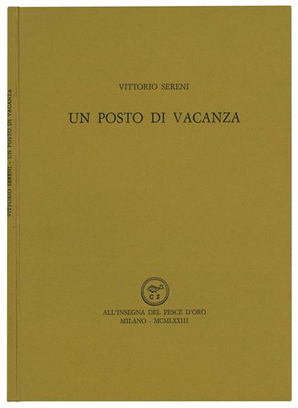 Un posto di vacanza - Vittorio Sereni - copertina
