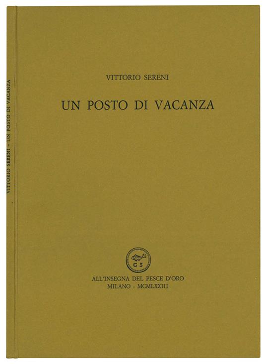 Un posto di vacanza - Vittorio Sereni - copertina