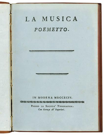 La musica. Poemetto - Giovanni Battista Dall'Olio - copertina