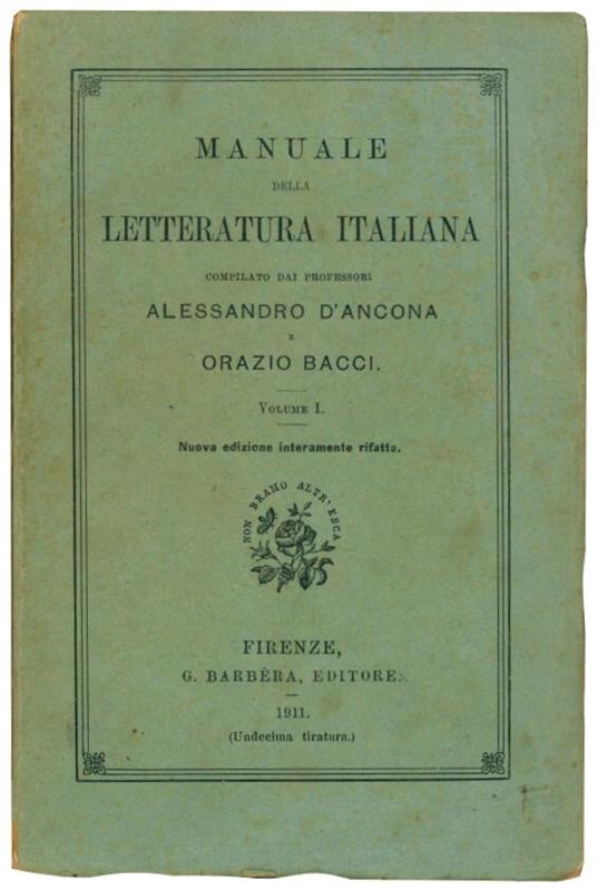 Manuale della letteratura italiana. Completo dei VI volumi - copertina