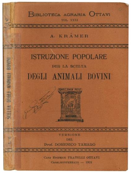 Istruzione popolare per la scelta degli animali bovini - Adolf Krämer - copertina